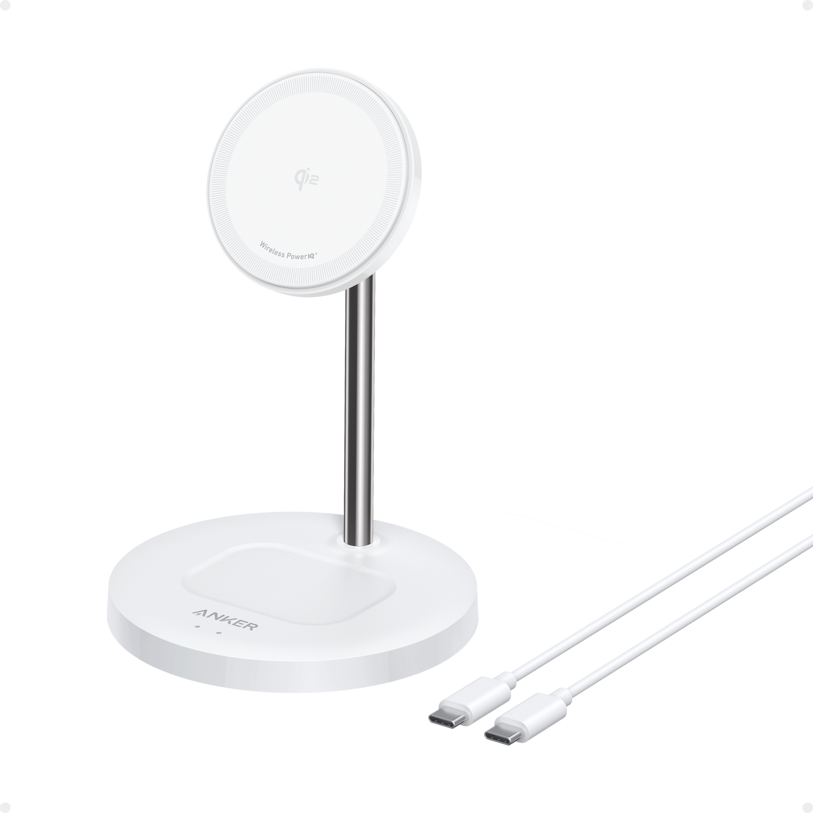 Anker MagGo Wireless Charger (Qi2, 2-en-1 Stand) — Anker — Chargeur à induction magnétique — Blanc